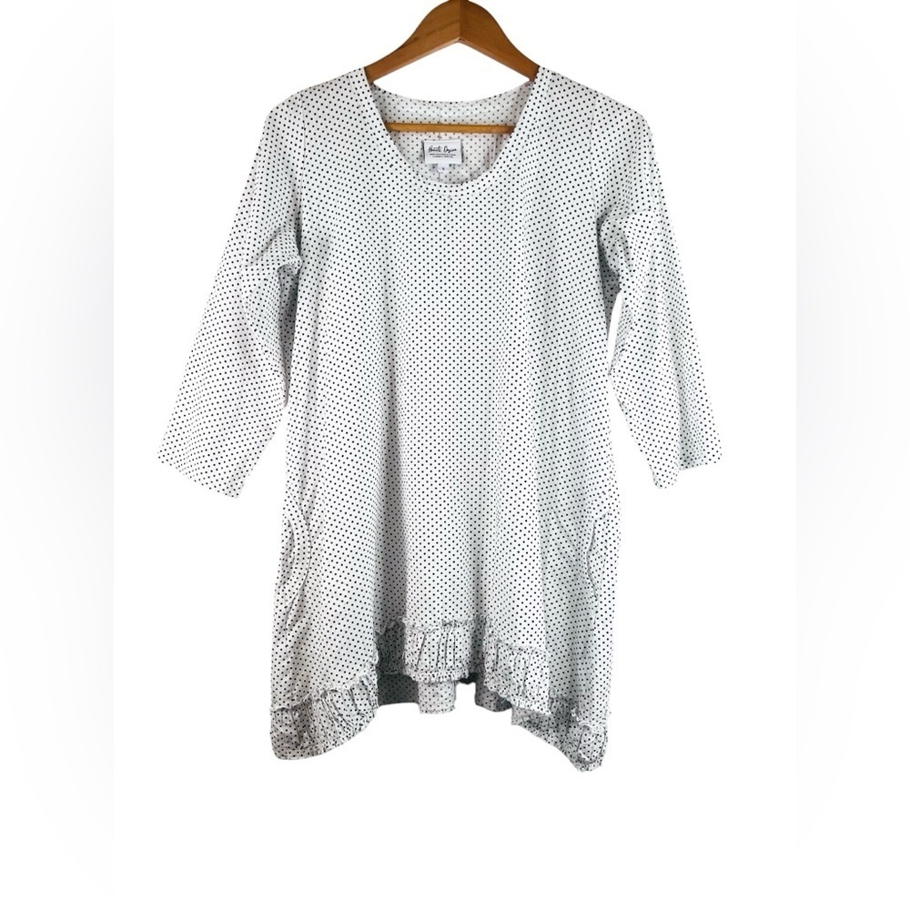NWT Heart’s Desire Cotton Shannon Polka Dot Tunic Top with Ruffle Hem Size S